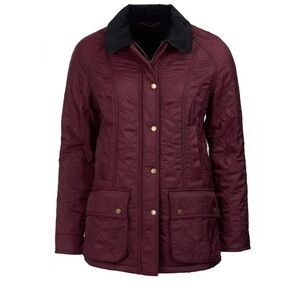 Barbour Beadnell Polarquilt Jacket Aubergine Quilted Coat Women’s Size 6